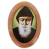 Plaque auto en bois d olivier forme ovale H. 4 x 3 cm avec resine de