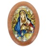 Plaque auto en bois d olivier forme ovale H. 4 x 3 cm avec resine de