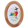 Plaque auto en bois d olivier forme ovale H. 4 x 3 cm avec resine de