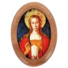 Plaque auto en bois d olivier forme ovale H. 4 x 3 cm avec resine de