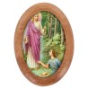 Plaque auto en bois d olivier forme ovale H. 4 x 3 cm avec resine de