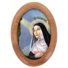 Plaque auto en bois d olivier forme ovale H. 4 x 3 cm avec resine de