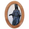 Plaque auto en bois d olivier forme ovale H. 4 x 3 cm avec resine de