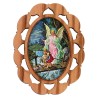 Plaque auto en bois d olivier hauteur 3 cm avec resine. Disponible avec differents Saints.