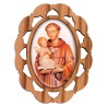 Plaque auto en bois d olivier hauteur 3 cm avec resine. Disponible avec differents Saints.