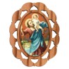 Plaque auto en bois d olivier hauteur 3 cm avec resine. Disponible avec differents Saints.