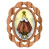Plaque auto en bois d olivier hauteur 3 cm avec resine. Disponible avec differents Saints.