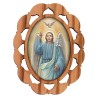 Plaque auto en bois d olivier hauteur 3 cm avec resine. Disponible avec differents Saints.