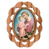 Plaque auto en bois d olivier hauteur 3 cm avec resine. Disponible avec differents Saints.