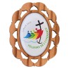Plaque auto en bois d olivier hauteur 3 cm avec resine. Disponible avec differents Saints.