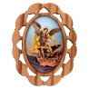 Plaque auto en bois d olivier hauteur 3 cm avec resine. Disponible avec differents Saints.
