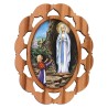 Plaque auto en bois d olivier hauteur 3 cm avec resine. Disponible avec differents Saints.