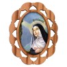 Plaque auto en bois d olivier hauteur 3 cm avec resine. Disponible avec differents Saints.