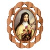 Plaque auto en bois d olivier hauteur 3 cm avec resine. Disponible avec differents Saints.