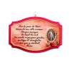 Plaque de porte en bois avec bénediction de la maison H. 10,5 x 15,5 cm avec résine, plusieurs saints..
