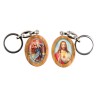 Porte-cles en bois d olivier H. 3,8 cm double face saint christophe et resine des saints..