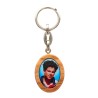 Porte-clés en bois d'olivier H- 3-8 cm avec résine couleur des saints-