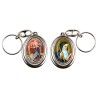 Porte-clés H. 4,5 cm pivotant en métal couleur argentée double résine, plusieurs saints..
