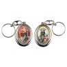 Porte-clés H. 4,5 cm pivotant en métal couleur argentée double résine, plusieurs saints..