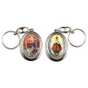 Porte-clés H. 4,5 cm pivotant en métal couleur argentée double résine, plusieurs saints..