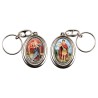 Porte-clés H. 4,5 cm pivotant en métal couleur argentée double résine, plusieurs saints..
