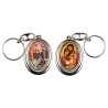 Porte-clés H. 4,5 cm pivotant en métal couleur argentée double résine, plusieurs saints..