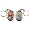 Porte-clés H. 4,5 cm pivotant en métal couleur argentée double résine, plusieurs saints..