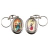 Porte-clés H. 4,5 cm pivotant en métal couleur argentée double résine, plusieurs saints..