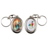Porte-clés H. 4,5 cm pivotant en métal couleur argentée double résine, plusieurs saints..
