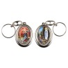 Porte-clés H. 4,5 cm pivotant en métal couleur argentée double résine, plusieurs saints..
