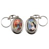 Porte-clés H. 4,5 cm pivotant en métal couleur argentée double résine, plusieurs saints..