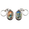 Porte-clés H. 4,5 cm pivotant en métal couleur argentée double résine, plusieurs saints..