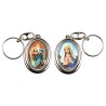 Porte-clés H. 4,5 cm pivotant en métal couleur argentée double résine, plusieurs saints..