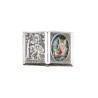 Plaque auto forme livre H. 2,5 x 3,7 cm en metal de saint Christophe avec resine des saints..
