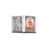Plaque auto forme livre H. 2,5 x 3,7 cm en metal de saint Christophe avec resine des saints..