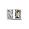 Plaque auto forme livre H. 2,5 x 3,7 cm en metal de saint Christophe avec resine des saints..