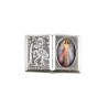 Plaque auto forme livre H. 2,5 x 3,7 cm en metal de saint Christophe avec resine des saints..