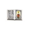 Plaque auto forme livre H. 2,5 x 3,7 cm en metal de saint Christophe avec resine des saints..