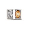 Plaque auto forme livre H. 2,5 x 3,7 cm en metal de saint Christophe avec resine des saints..