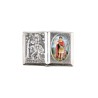 Plaque auto forme livre H. 2,5 x 3,7 cm en metal de saint Christophe avec resine des saints..