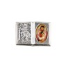 Plaque auto forme livre H. 2,5 x 3,7 cm en metal de saint Christophe avec resine des saints..