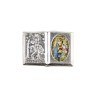 Plaque auto forme livre H. 2,5 x 3,7 cm en metal de saint Christophe avec resine des saints..