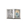 Plaque auto forme livre H. 2,5 x 3,7 cm en metal de saint Christophe avec resine des saints..