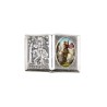 Plaque auto forme livre H. 2,5 x 3,7 cm en metal de saint Christophe avec resine des saints..