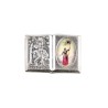 Plaque auto forme livre H. 2,5 x 3,7 cm en metal de saint Christophe avec resine des saints..