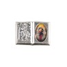 Plaque auto forme livre H. 2,5 x 3,7 cm en metal de saint Christophe avec resine des saints..