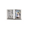 Plaque auto forme livre H. 2,5 x 3,7 cm en metal de saint Christophe avec resine des saints..