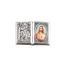 Plaque auto forme livre H. 2,5 x 3,7 cm en metal de saint Christophe avec resine des saints..