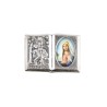 Plaque auto forme livre H. 2,5 x 3,7 cm en metal de saint Christophe avec resine des saints..