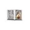 Plaque auto forme livre H. 2,5 x 3,7 cm en metal de saint Christophe avec resine des saints..